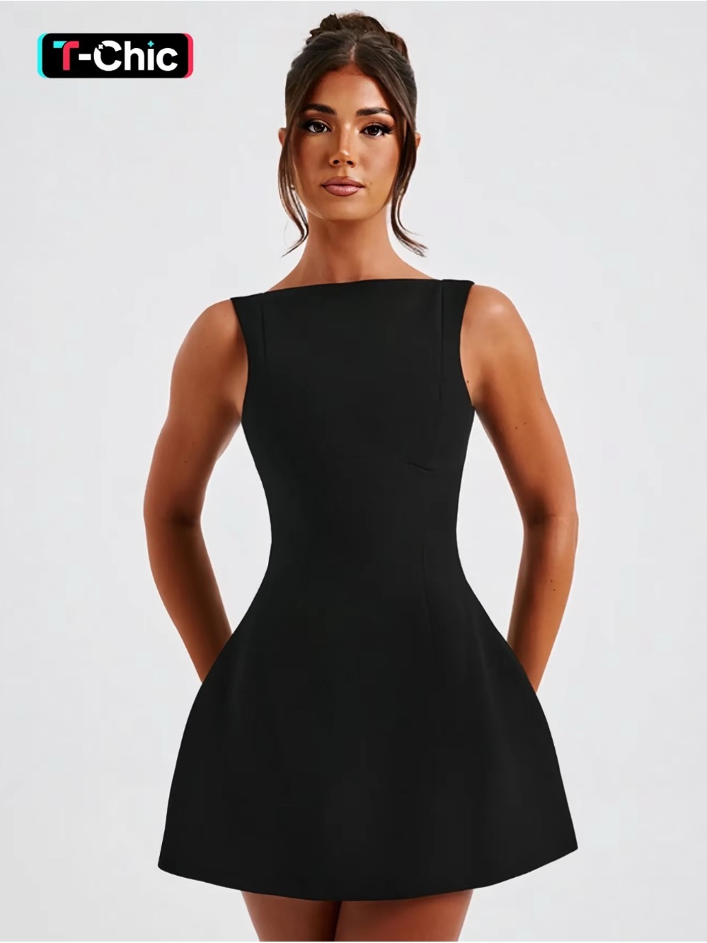 Classic Black Sleeveless Mini A-Line Dress